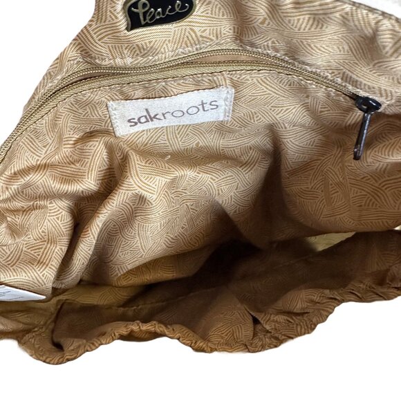 The Sakroots Peace Crossbody Purse Coated Canvas Beige Medium Multicolor Sak Bag - Picture 6 of 6